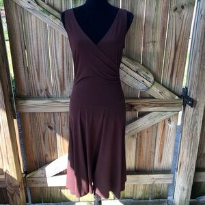 Vintage Spiegel Brown Sleeveless Dress Surplice Neckline Size S
